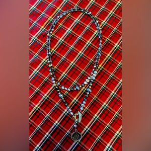 Silpada oxidized hematite & pearl with sterling silver necklace.